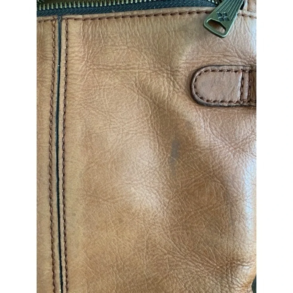 Patricia Nash Tan Leather North South Crossbody Bag Antique Brass Hardware Boho - Picture 9 of 10